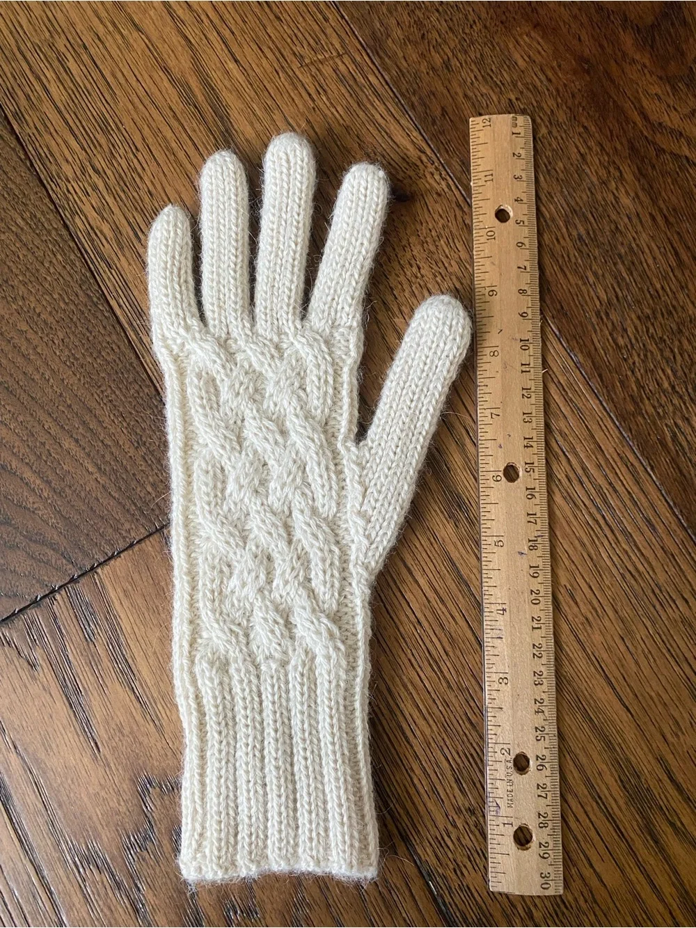 SET OF 2 PAIRS Hand Knit Alpaca Women’s Gloves - Black & Cream